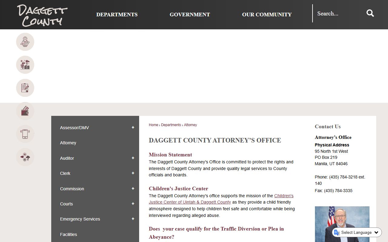 Daggett County Attorney page with County Attorney information